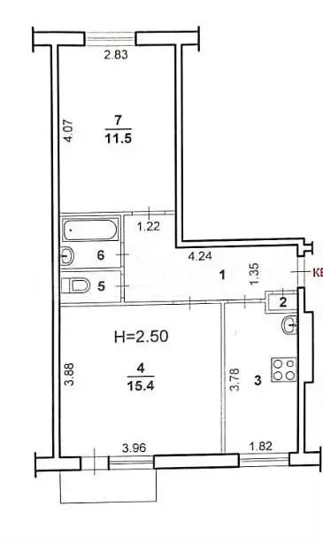 2-к. квартира, 44 м, 3/5 эт. - Фото 1