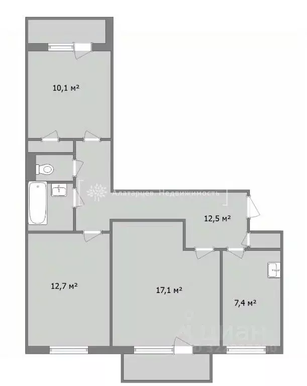 3-к кв. Томская область, Томск просп. Мира, 19 (65.0 м) - Фото 1