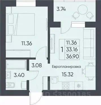 1-к кв. Саратовская область, Татищево рп ул. Михайловская, 13 (36.9 м) - Фото 0