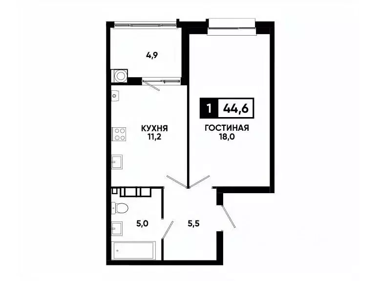 1-к кв. Ставропольский край, Ставрополь ул. Андрея Голуба, 14к3 (44.6 ... - Фото 0