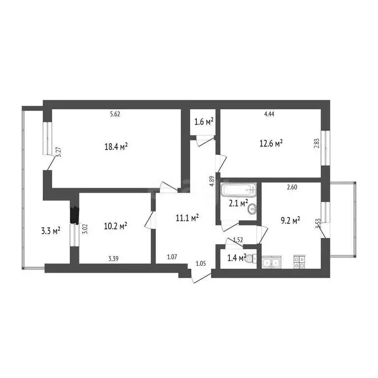 3-комнатная квартира: Феодосия, улица Степаняна, 63 (66.7 м) - Фото 1