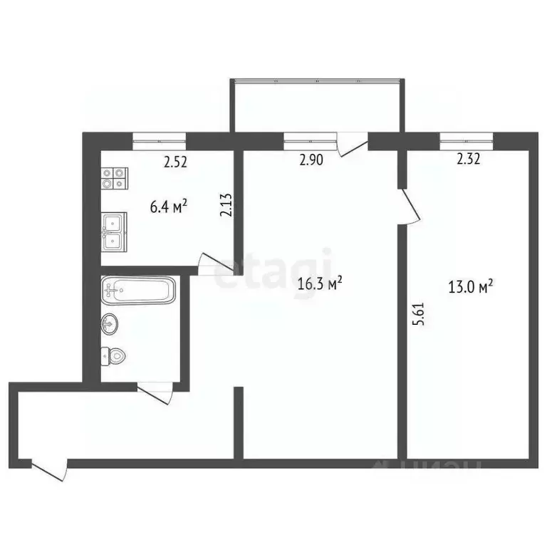 2-к кв. Вологодская область, Вологда Мишкольцская ул., 9А (45.3 м) - Фото 1