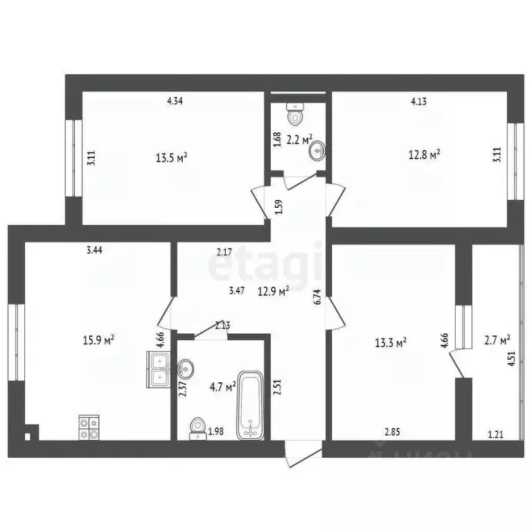 3-к кв. Калининградская область, Калининград ул. Александра Невского, ... - Фото 2