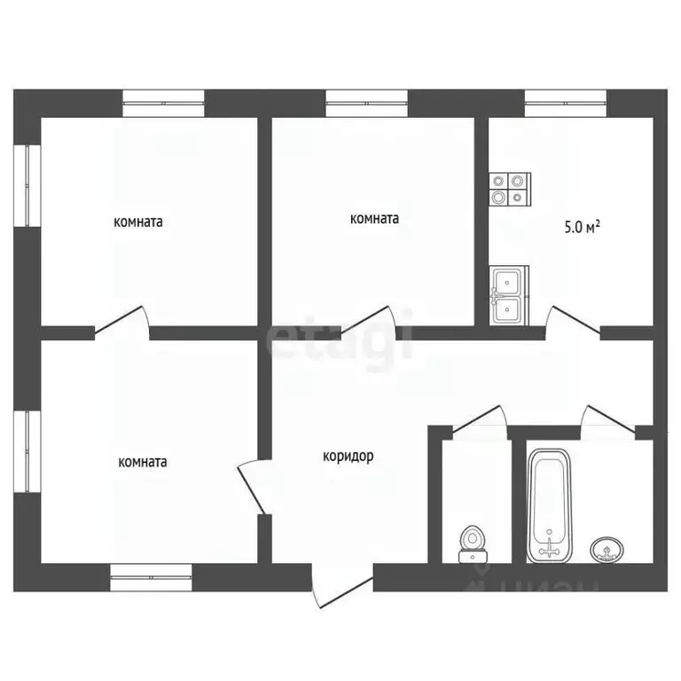 3-к кв. Пермский край, Добрянка ул. Энергетиков, 17А (61.6 м) - Фото 1