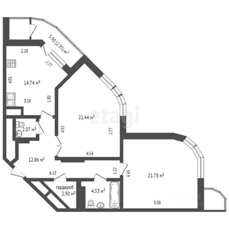 2-к кв. Ханты-Мансийский АО, Сургут ул. Мелик-Карамова, 4 (79.8 м) - Фото 1