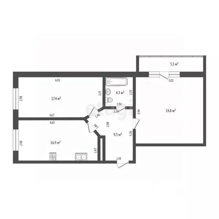 2-к кв. Тюменская область, Тюмень ул. Газовиков, 33 (72.7 м) - Фото 2