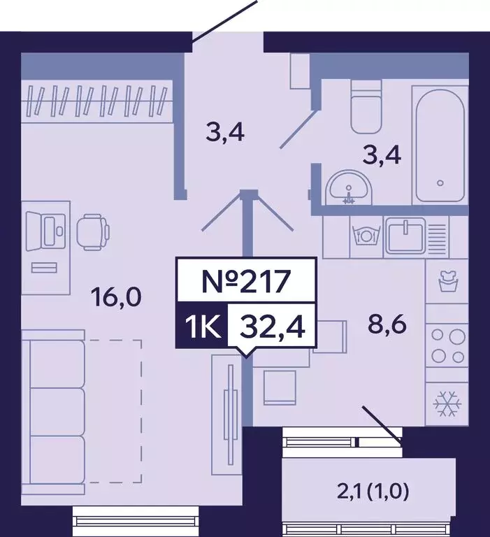 1-комнатная квартира: Якутск, Новопортовская улица, 1Д (32.4 м) - Фото 0