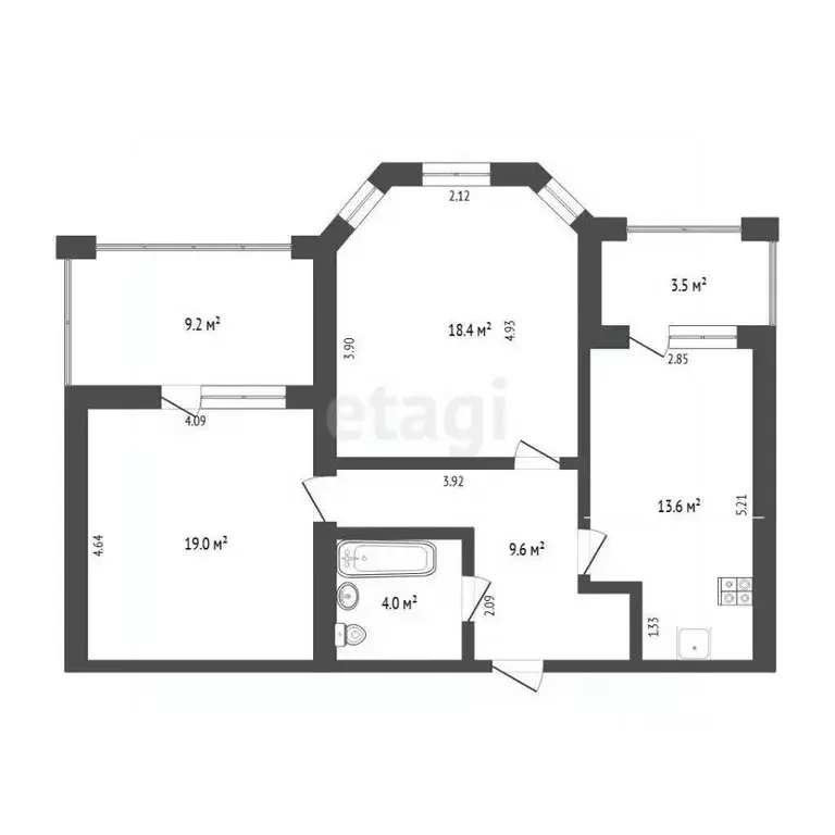 2-к кв. Тюменская область, Тюмень ул. Циолковского, 7к1 (64.6 м) - Фото 1