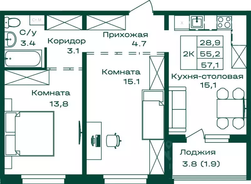 2-к кв. Алтай, Майминский район, с. Майма Алтайская ул., 2к6 (57.1 м) - Фото 1