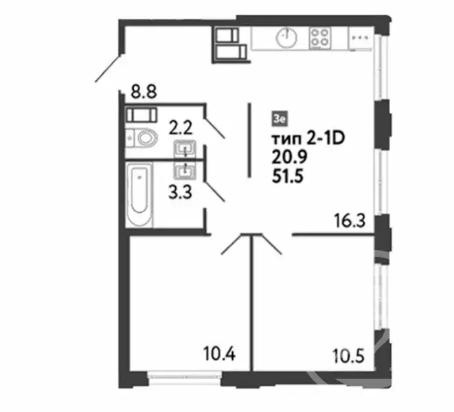 1-комнатная квартира: Санкт-Петербург, улица Шостаковича, 3к1 (51.5 м) - Фото 1