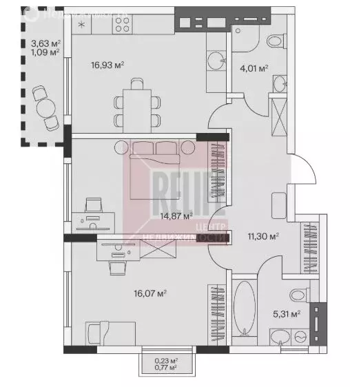 2-комнатная квартира: посёлок Малое Исаково, Первая улица, 1к4 (70.3 ... - Фото 1