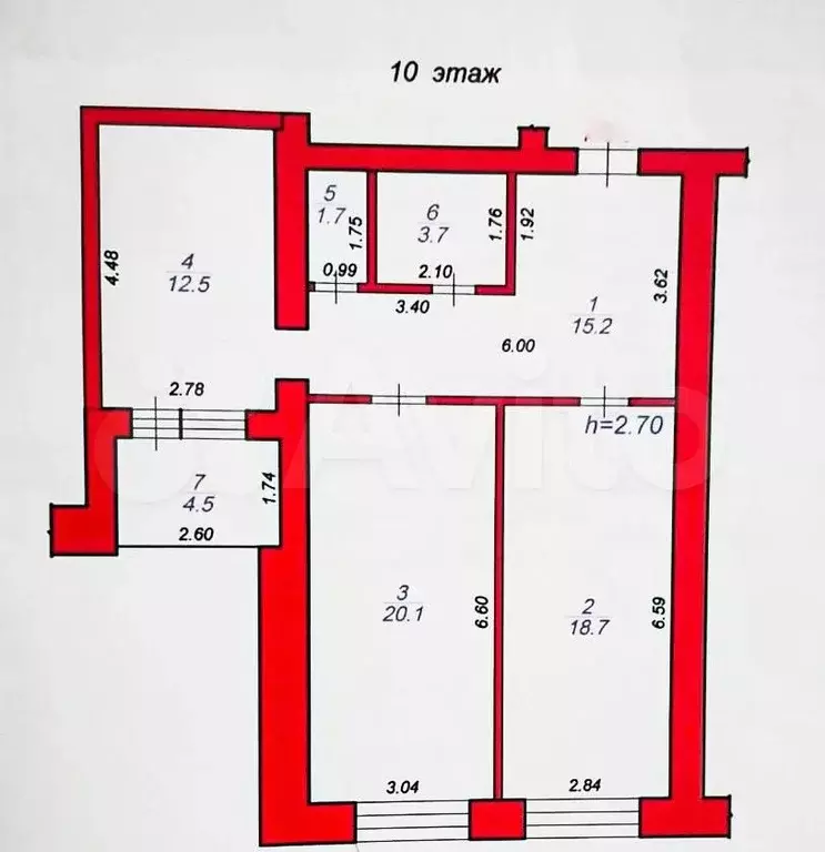 2-к. квартира, 76,4 м, 10/10 эт. - Фото 0