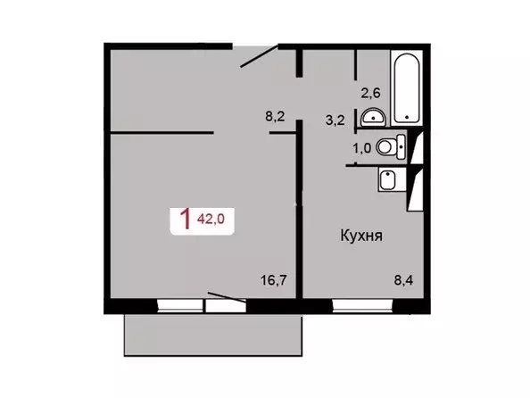 Продаётся 1-к квартира, 42 м - Фото 0