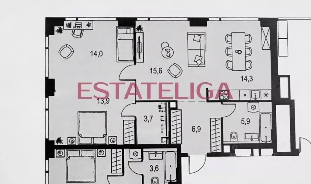 2-к кв. Москва Озерная ул., 1к2/5 (75.0 м) - Фото 2