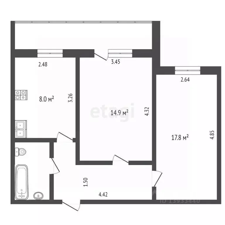 2-к кв. Тюменская область, Тюмень Холодильная ул., 84 (47.0 м) - Фото 0