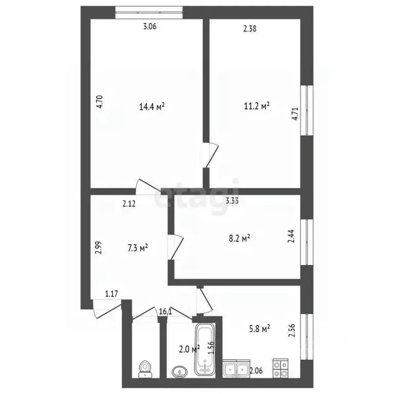 3-к кв. Пермский край, Чернушка Юбилейная ул., 24 (51.0 м) - Фото 2