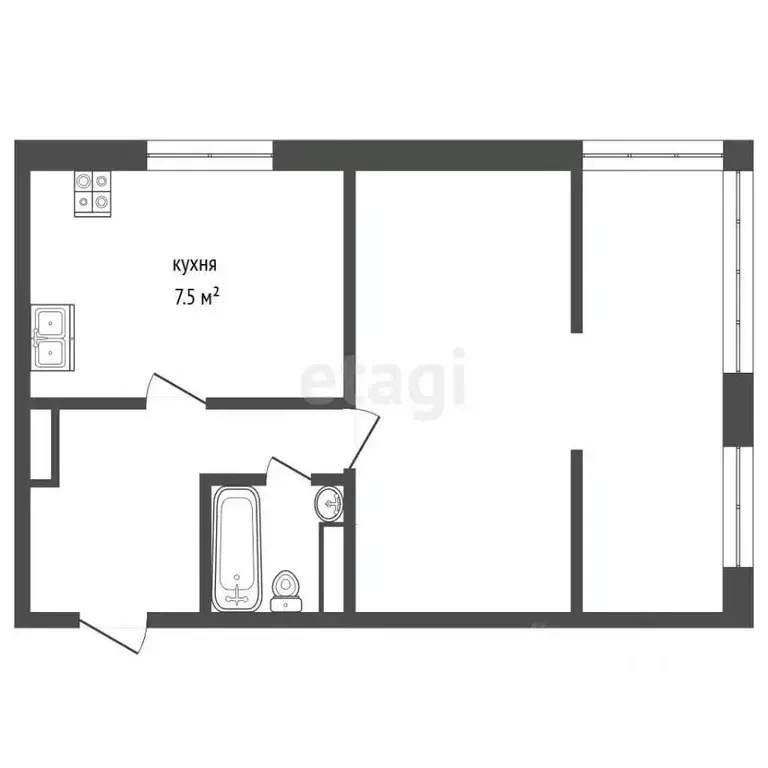 1-к кв. Тамбовская область, Тамбов Пахотная ул., 20 (33.07 м) - Фото 2