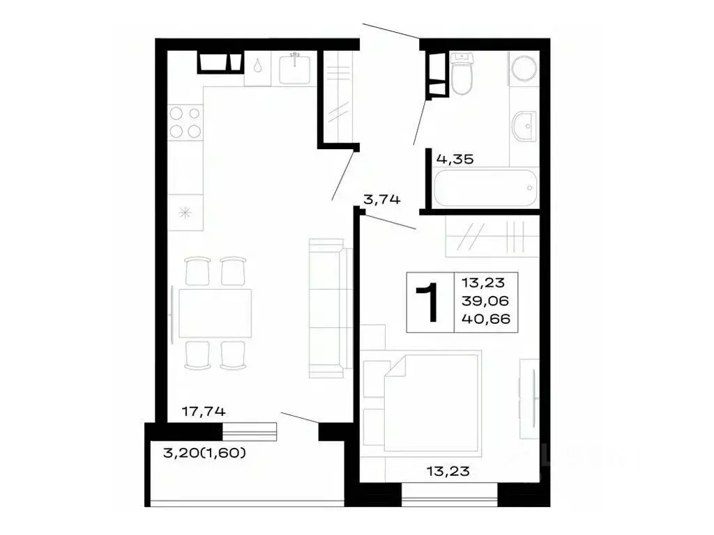 1-к кв. Адыгея, Майкоп  (40.66 м) - Фото 1