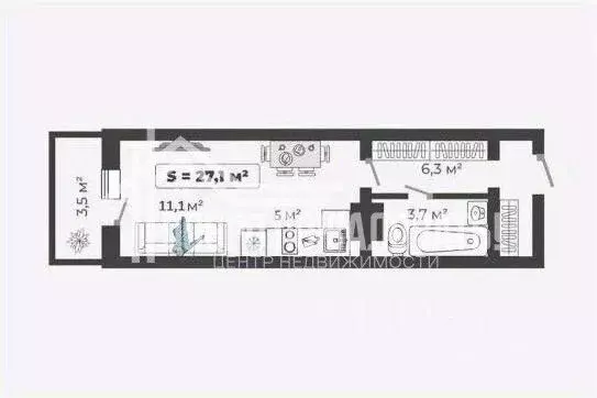 Студия Красноярский край, Минусинск ул. Трегубенко, 65Бк1 (25.4 м) - Фото 2