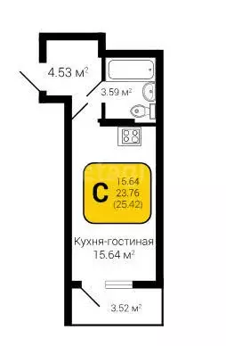 Квартира-студия: Воронеж, Московский проспект, 42/1 (23.8 м) - Фото 0