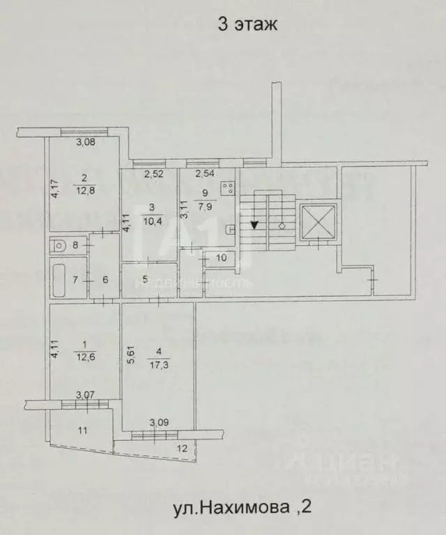 4-к кв. Челябинская область, Челябинск ул. Нахимова, 2 (76.3 м) - Фото 1