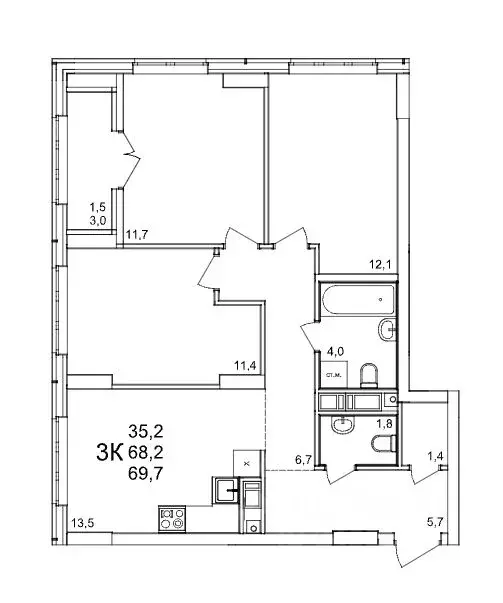 3-к кв. Нижегородская область, Нижний Новгород д. Анкудиновка, КМ ... - Фото 1