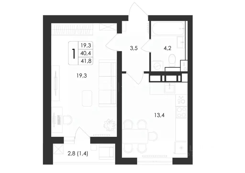 1-к кв. Воронежская область, Воронеж ул. Загоровского, 5/3 (41.8 м) - Фото 0