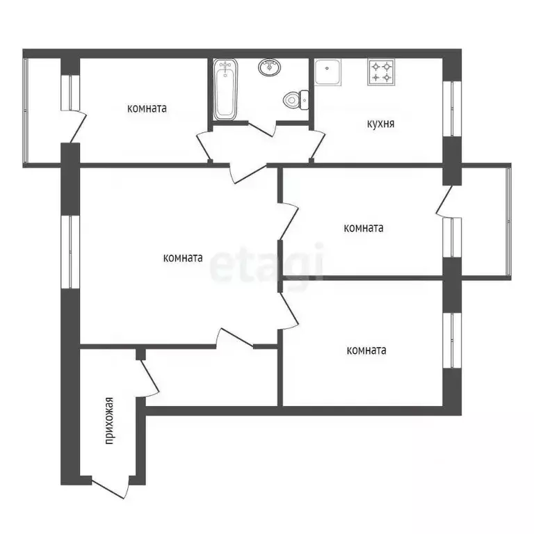 4-к кв. Красноярский край, Красноярск Судостроительная ул., 26 (81.7 ... - Фото 1