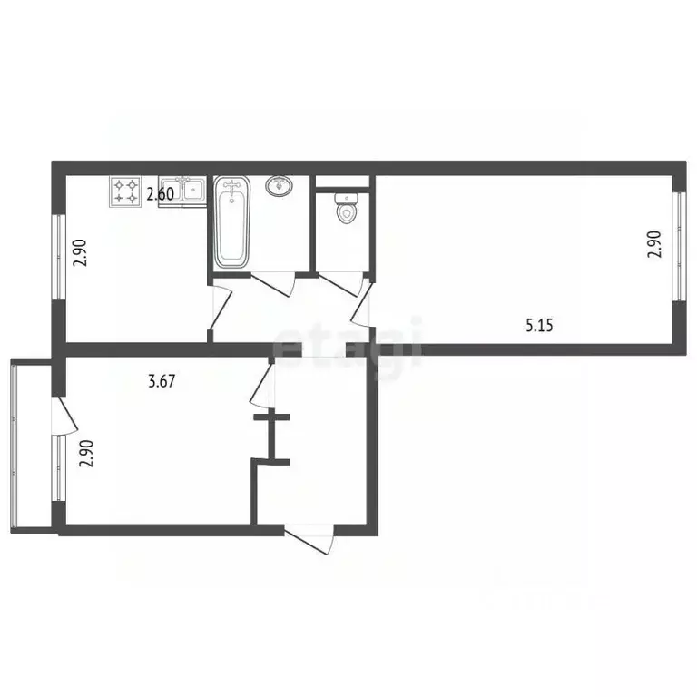 2-к кв. Ленинградская область, Выборгский район, Полянское с/пос, пос. ... - Фото 2
