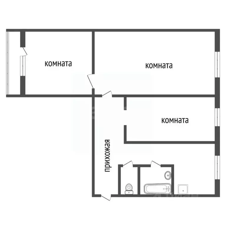 3-к кв. Красноярский край, Красноярск ул. Академгородок, 5 (59.5 м) - Фото 1