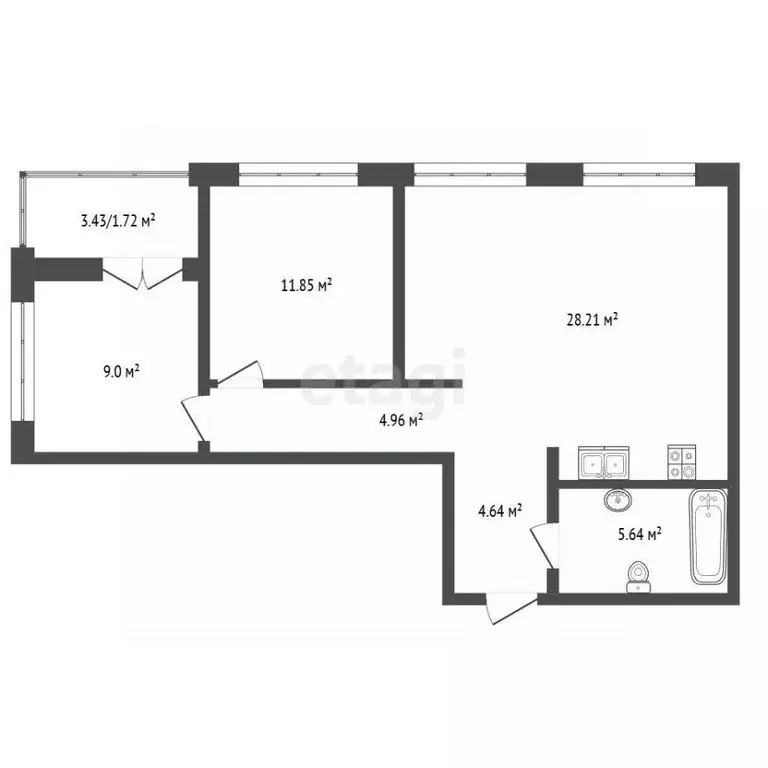 3-к кв. Крым, Симферополь ул. Святителя Гурия (65.0 м) - Фото 2