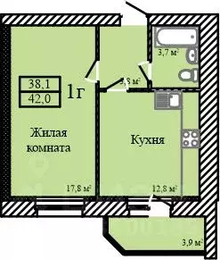 1-к кв. Тамбовская область, Тамбов ул. Имени С.И. Савостьянова, 3 ... - Фото 1
