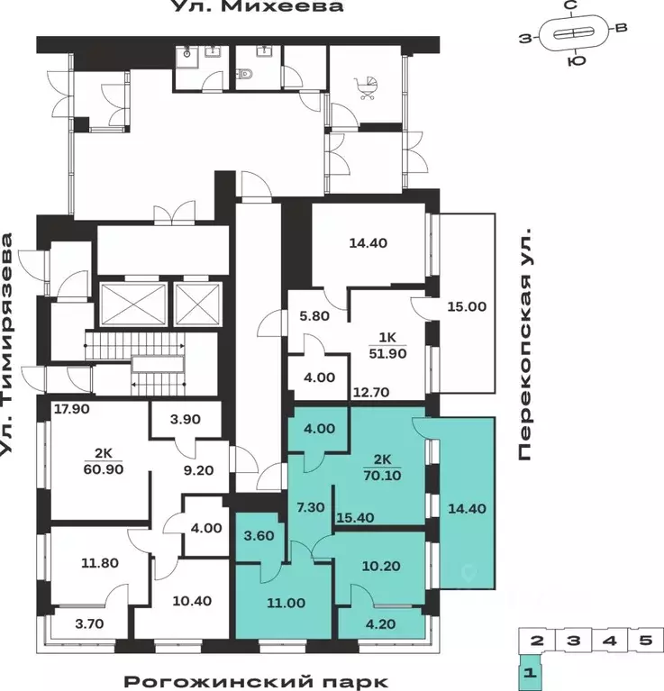 2-к кв. Тульская область, Тула ул. Михеева (60.0 м) - Фото 2