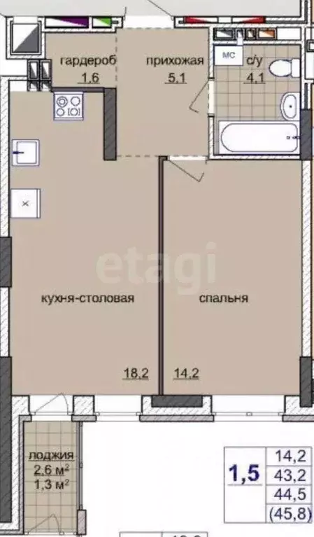 2-к кв. Удмуртия, Ижевск ул. Льва Толстого, 3 (43.2 м) - Фото 2