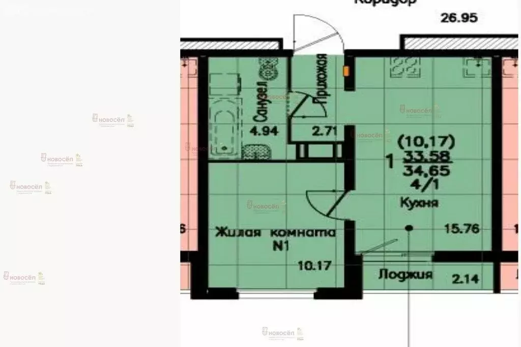 1-комнатная квартира: екатеринбург, улица евгения савкова, 35 (34 м) - Фото 0