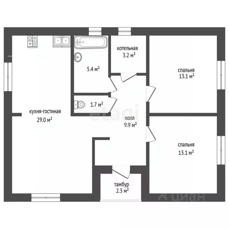 Дом в Тюменская область, Тюмень Ембаевское ТОО,  (77 м) - Фото 2