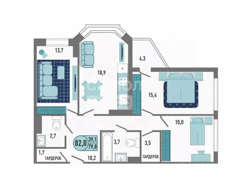 3-к кв. Липецкая область, Липецк Минская ул., 4Ак1 (81.9 м) - Фото 2