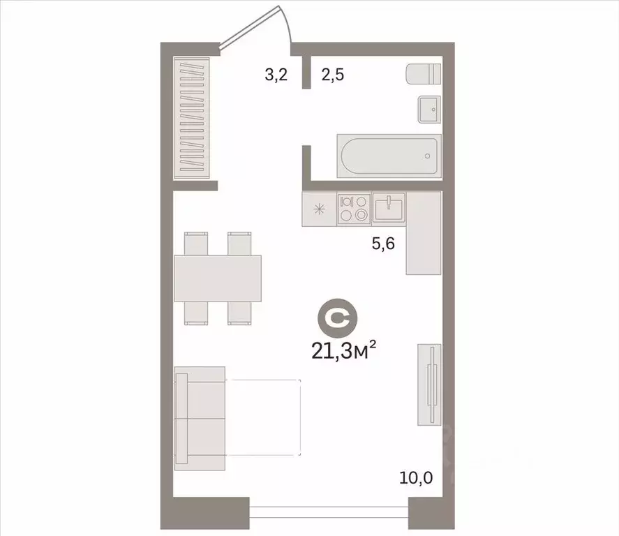 Студия Москва Люблинская ул., 74к3 (21.3 м) - Фото 1