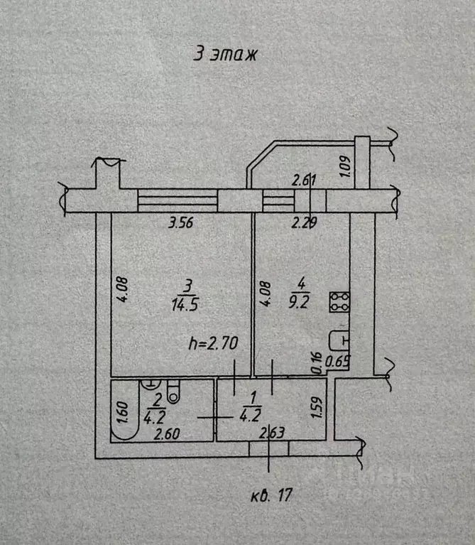1-к кв. Воронежская область, с. Новая Усмань ул. 70 лет Победы, 20 ... - Фото 2