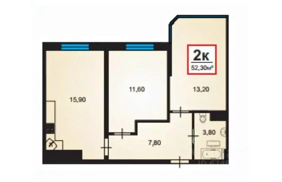 2-к кв. Краснодарский край, Анапа Анапское ш., 32к6 (53.0 м) - Фото 2