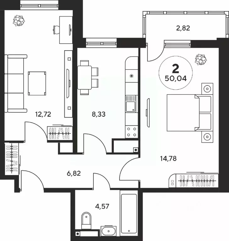2-к кв. Ростовская область, Ростов-на-Дону ул. Нансена, 107/5 (49.97 ... - Фото 0