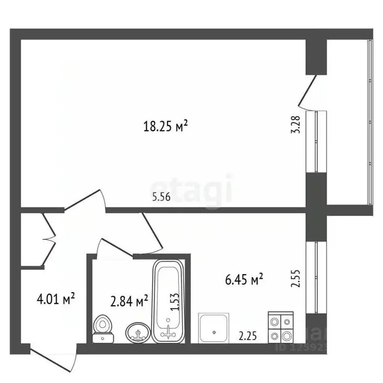 1-к кв. Крым, Симферополь ул. Воровского (32.75 м) - Фото 2