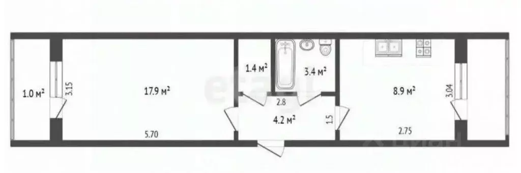 1-к кв. Крым, Феодосия ул. Челнокова, 62А (34.2 м) - Фото 2