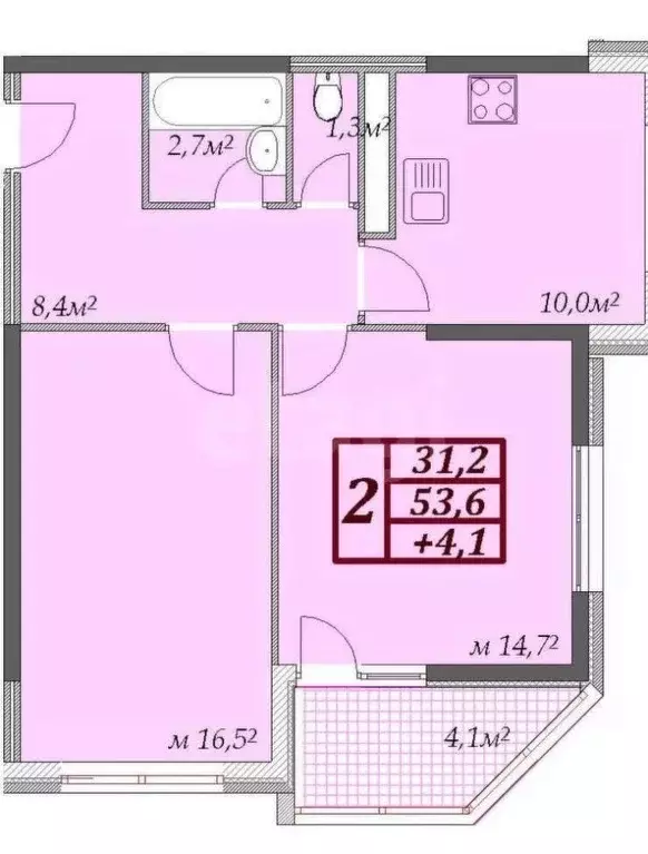 2-к кв. Краснодарский край, Анапа Крестьянская ул., 27к1 (57.7 м) - Фото 2