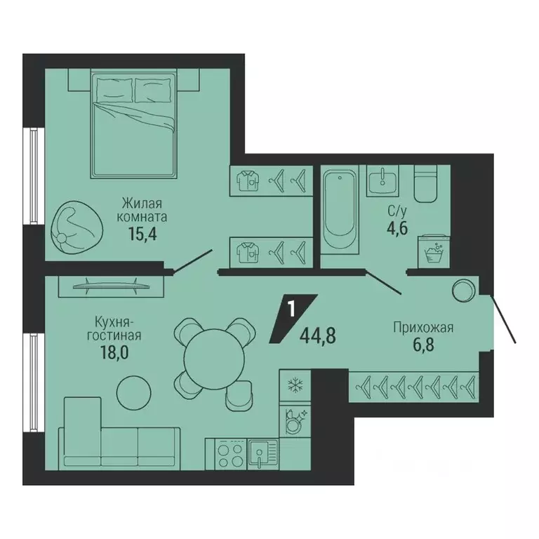 1-к кв. Свердловская область, Екатеринбург Эльмаш жилрайон, К100 жилой ... - Фото 2