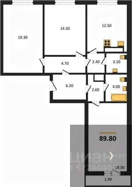 3-к кв. Воронежская область, Воронеж ул. Загоровского, 5/1 (89.8 м) - Фото 0