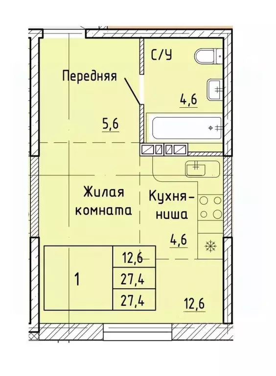 1-к кв. Приморский край, Артем  (27.4 м) - Фото 1