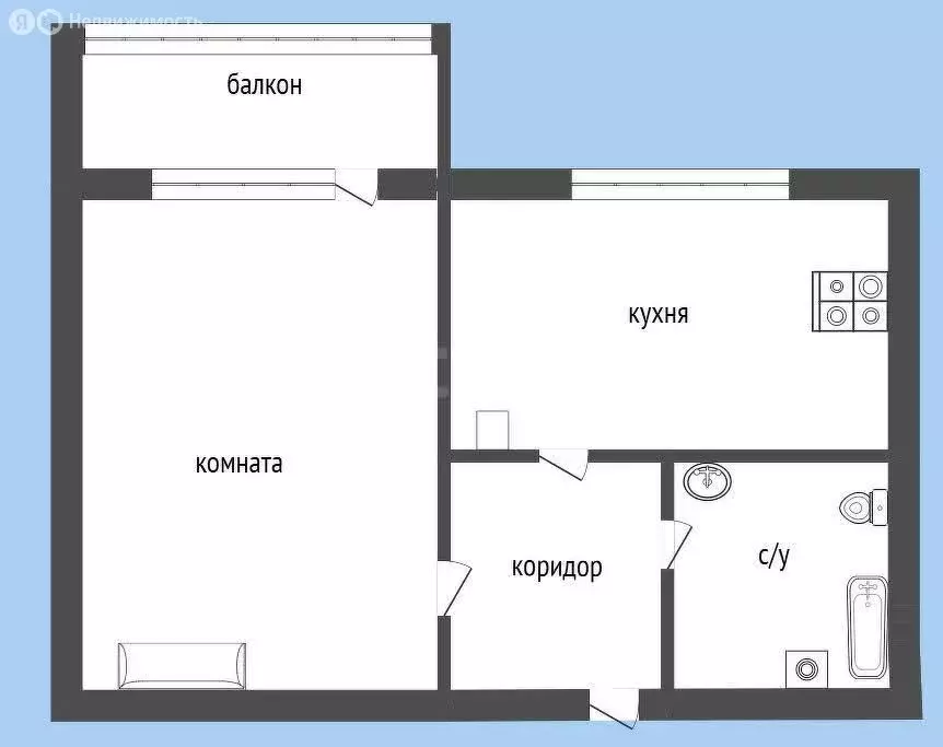 1-комнатная квартира: Курган, улица Коли Мяготина, 131 (33 м) - Фото 0