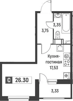 Квартира-студия: Мурино, Екатерининская улица, 18/3 (26.3 м) - Фото 0