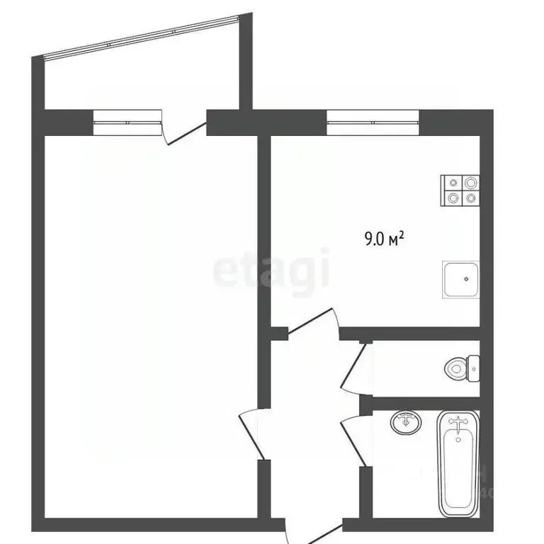 1-к кв. Тюменская область, Тюмень ул. Пермякова, 60 (32.5 м) - Фото 2